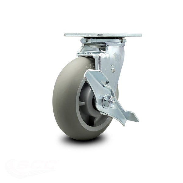 6 Inch Thermoplastic Rubber Swivel Caster with Ball Bearing and Brake SCC